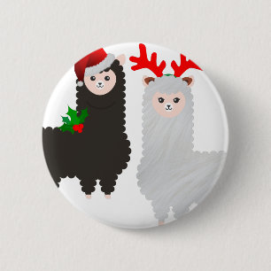 christmas reindeer alpacas 6 cm round badge