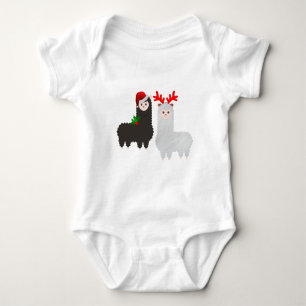 christmas reindeer alpacas baby bodysuit