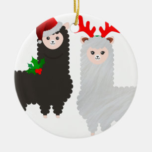 christmas reindeer alpacas ceramic tree decoration