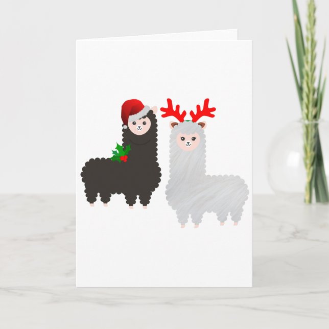 christmas reindeer alpacas holiday card (Front)