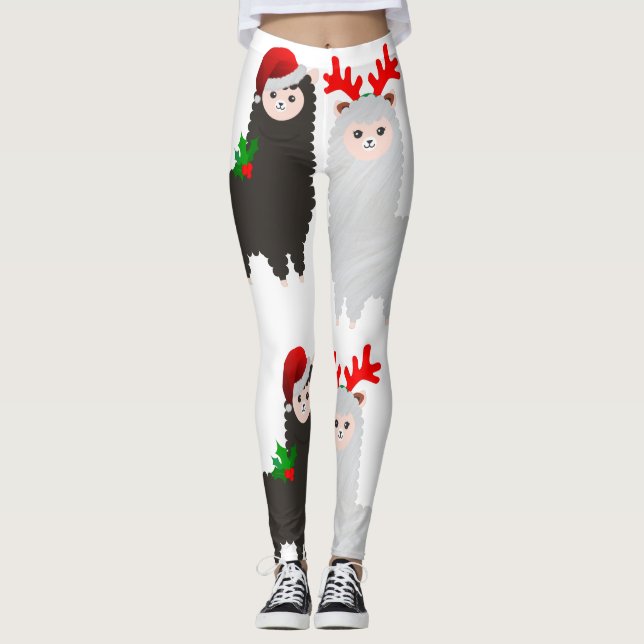 christmas reindeer alpacas leggings (Front)
