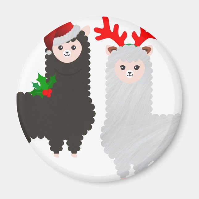 christmas reindeer alpacas magnet (Front)
