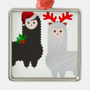 christmas reindeer alpacas metal tree decoration