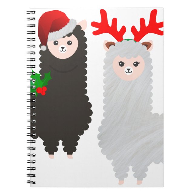 christmas reindeer alpacas notebook (Front)