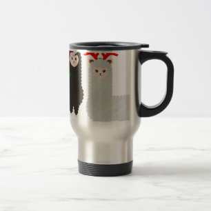 christmas reindeer alpacas travel mug