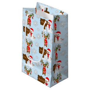Christmas Reindeer And Snowmen  Small Gift Bag