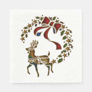 Christmas Reindeer and Stars Napkin