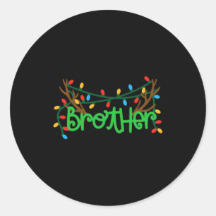 Christmas Reindeer Antlers Brother T Shirt  Classic Round Sticker