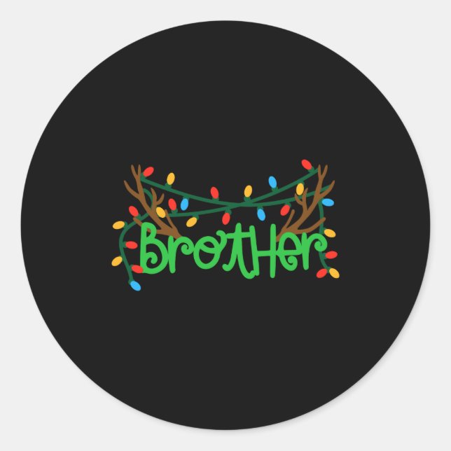 Christmas Reindeer Antlers Brother T Shirt  Classic Round Sticker (Front)