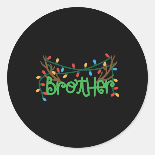 Christmas Reindeer Antlers Brother T Shirt  Classic Round Sticker (Front)