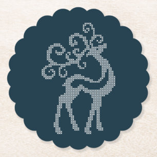 Christmas reindeer antlers new year knitted deer paper coaster