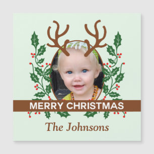 Christmas Reindeer Antlers Personalise Photo