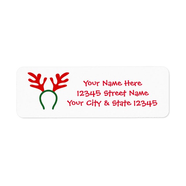 Christmas reindeer antlers return address labels (Front)