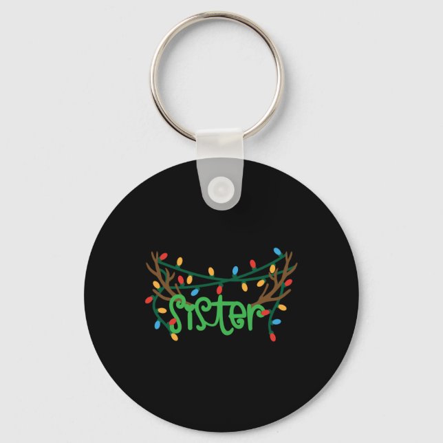 Christmas Reindeer Antlers Sister T Shirt  Key Ring (Front)