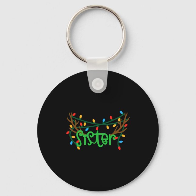 Christmas Reindeer Antlers Sister T Shirt  Key Ring (Front)