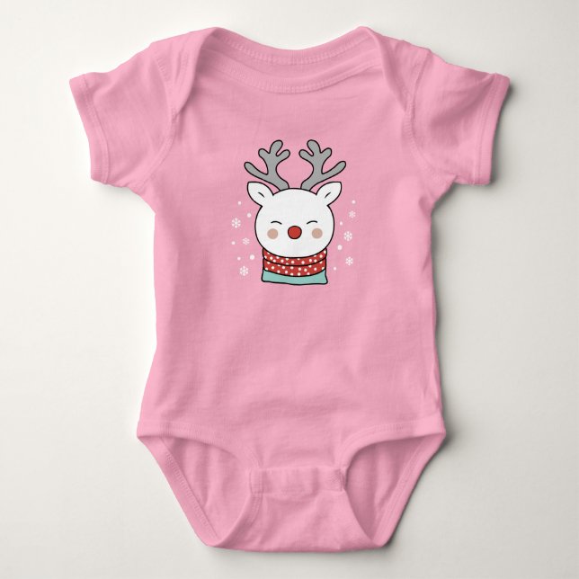 Christmas Reindeer Baby Bodysuit (Front)