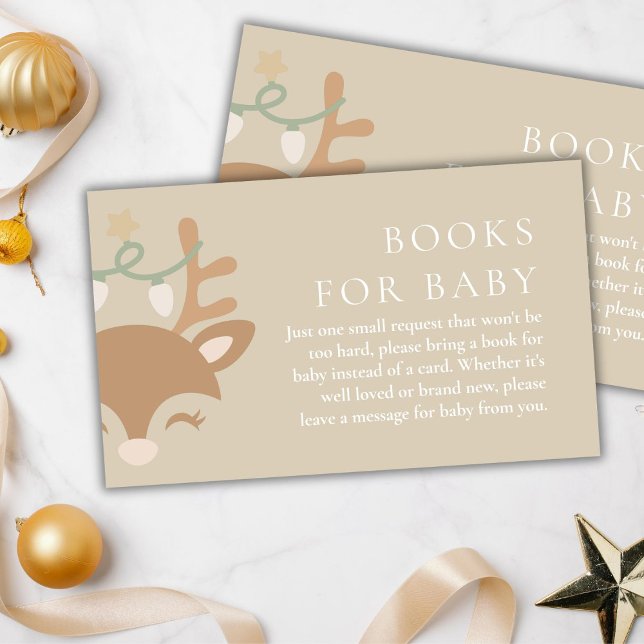 Christmas Reindeer Baby Shower Books for Baby Enclosure Card (Creator Uploaded)