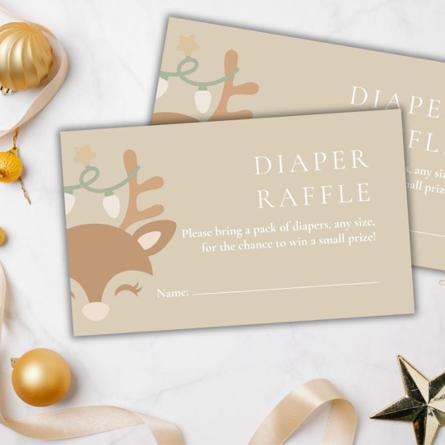 Christmas Reindeer Baby Shower Diaper Raffle Enclosure Card (Creator Uploaded)