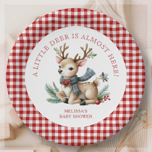 Christmas Reindeer Baby Shower Favour Sticker Paper Plate