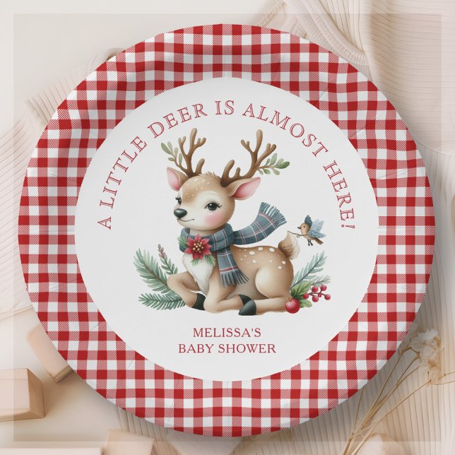 Christmas Reindeer Baby Shower Favour Sticker Paper Plate (Creator Uploaded)