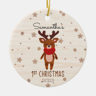 Christmas Reindeer Baby's First Christmas Ceramic Tree Decoration
