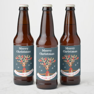 Christmas Reindeer Beer Label