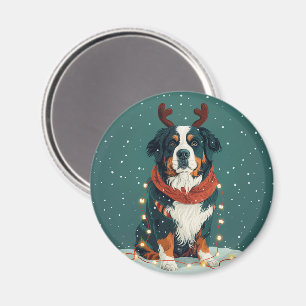 Christmas Reindeer Bernese Mountain Dog Magnet