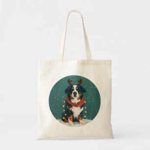 Christmas Reindeer Bernese Mountain Dog Tote Bag