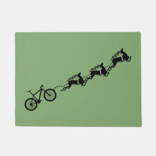 Christmas Reindeer Bicycle Funny Santa Door Mat
