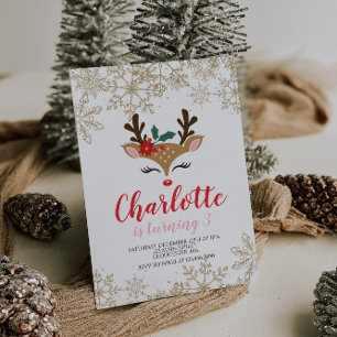 Christmas Reindeer Birthday Invitation