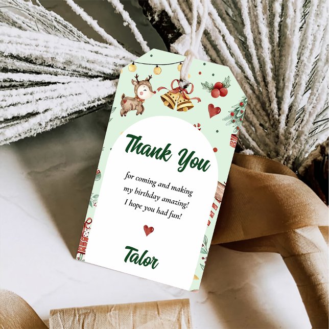 Christmas Reindeer Birthday Party  Gift Tags (Creator Uploaded)