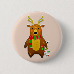 christmas reindeer button