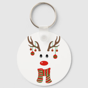 Christmas Reindeer Cartoon Key Ring