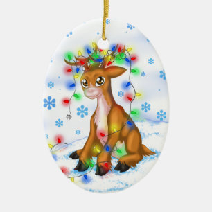 Christmas Reindeer Ceramic Tree Decoration