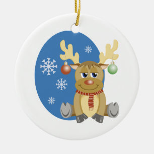 Christmas Reindeer Ceramic Tree Decoration