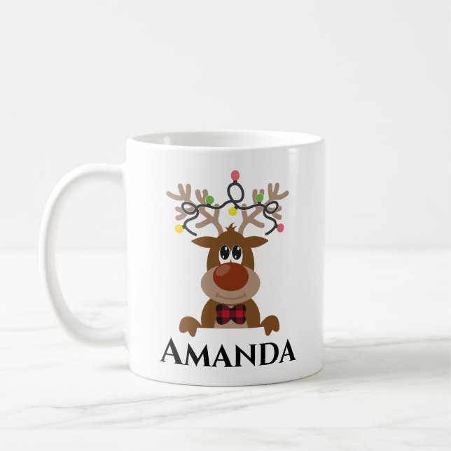 Christmas reindeer- christmas light coffee mug (Left)