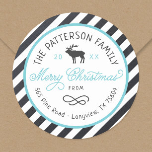 Christmas Reindeer Circle Return Address Label