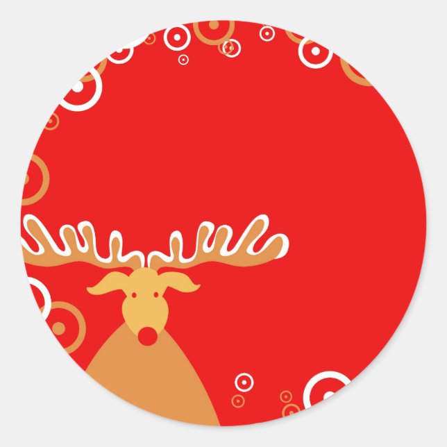 Christmas Reindeer Classic Round Sticker (Front)