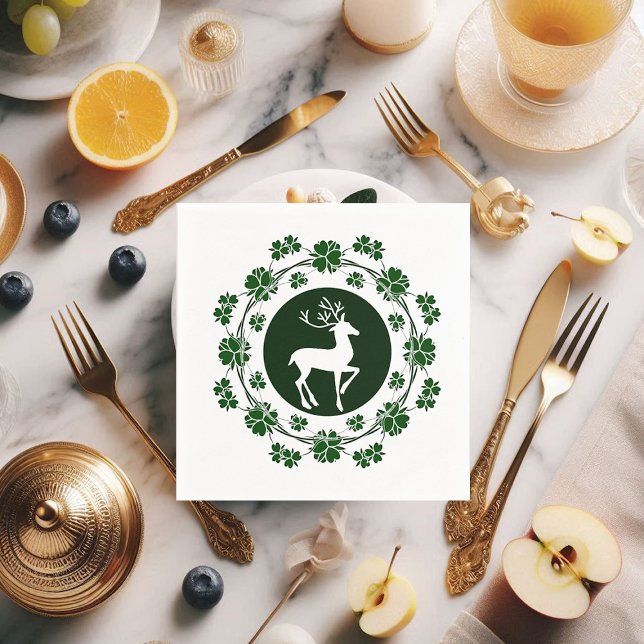 Christmas Reindeer Clipart Greenery Wreath Funky  Napkin (Christmas Reindeer Clipart Greenery Wreath Funky Napkins)