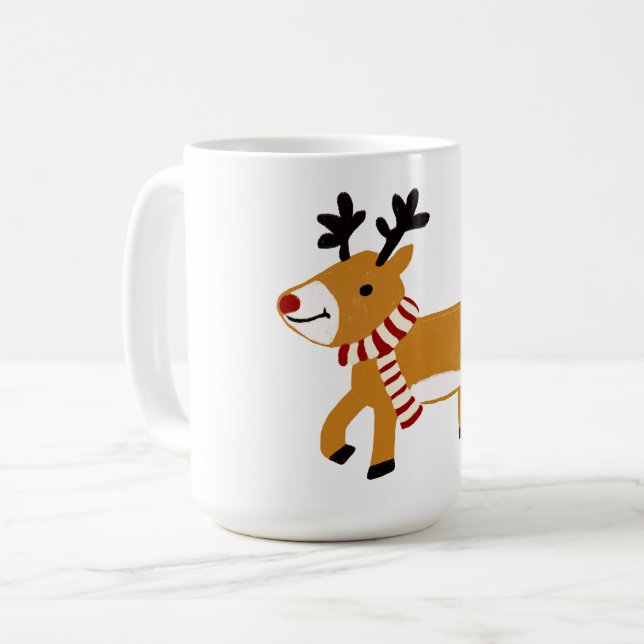 Christmas Reindeer Coffee Mug (Front Left)