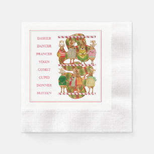 CHRISTMAS REINDEER Coined Cocktail Paper Napkins