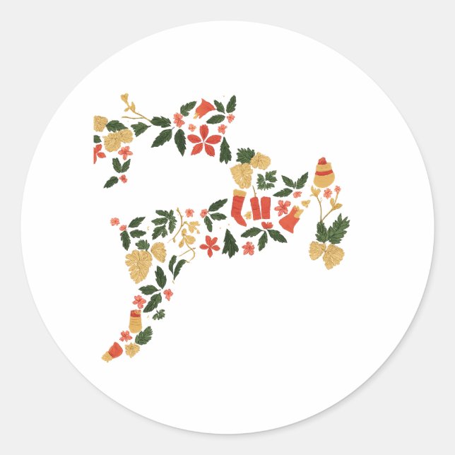 Christmas Reindeer Collage Hoodie – Festive Holida Classic Round Sticker (Front)
