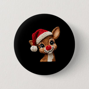 Christmas Reindeer Crochet Cute Merry Christmas Re 6 Cm Round Badge