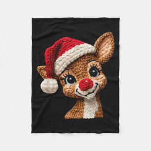Christmas Reindeer Crochet Cute Merry Christmas Re Fleece Blanket
