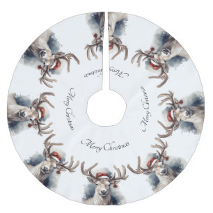 Christmas Reindeer, customisable Brushed Polyester Tree Skirt