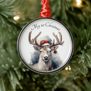 Christmas Reindeer, customisable Metal Tree Decoration