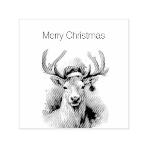 Christmas Reindeer, customisable Self-inking Stamp