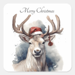 Christmas Reindeer, customisable Square Sticker