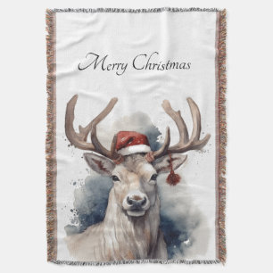 Christmas Reindeer, customisable Throw Blanket