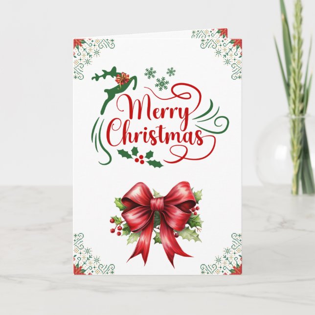 Christmas Reindeer Customised Holiday Card (Front)